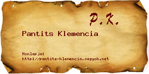 Pantits Klemencia névjegykártya